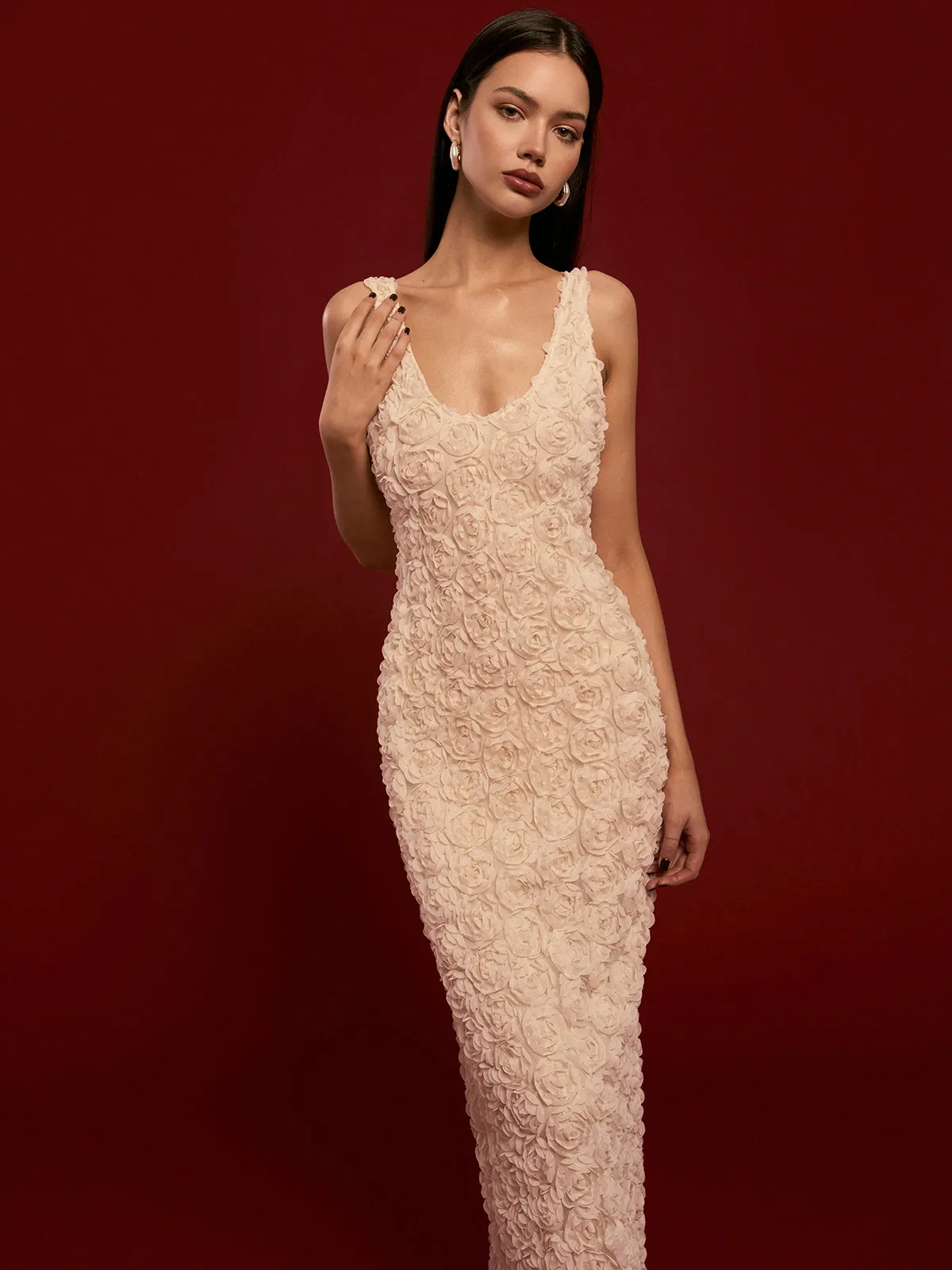 Romance 3D Flower Strappy Dress sold by COMMENSE product image thumbnail 3