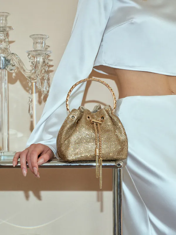 Rhinestone Drawstring Handbag sold by COMMENSE