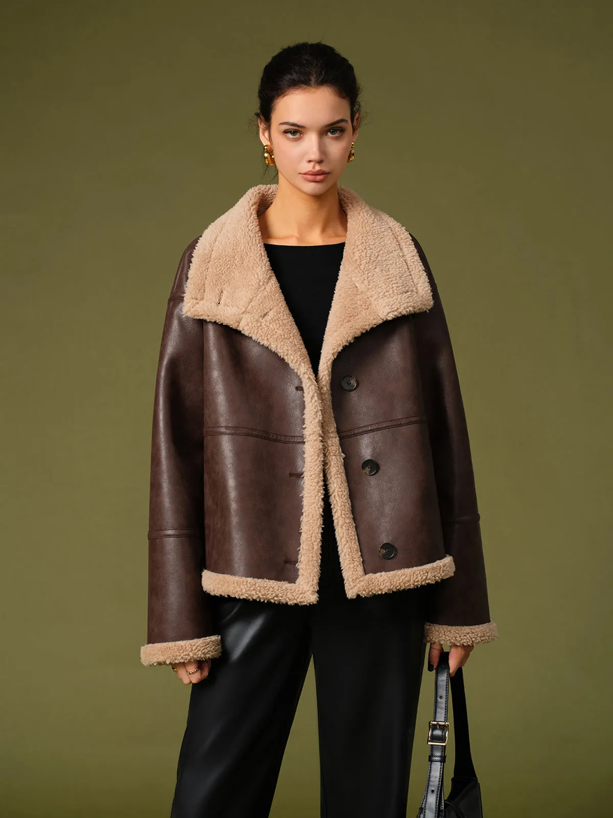 Fleecing PU Leather Warm Jackets sold by COMMENSE product image thumbnail 4