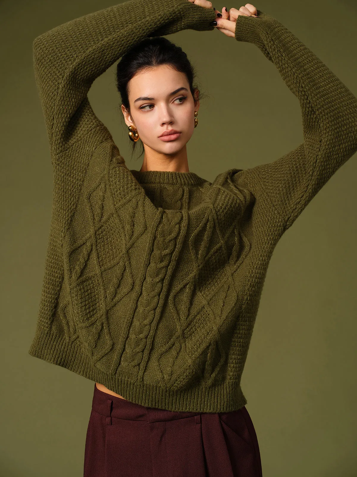 Casual Round Neck Twist Sweater sold by COMMENSE product image thumbnail 5