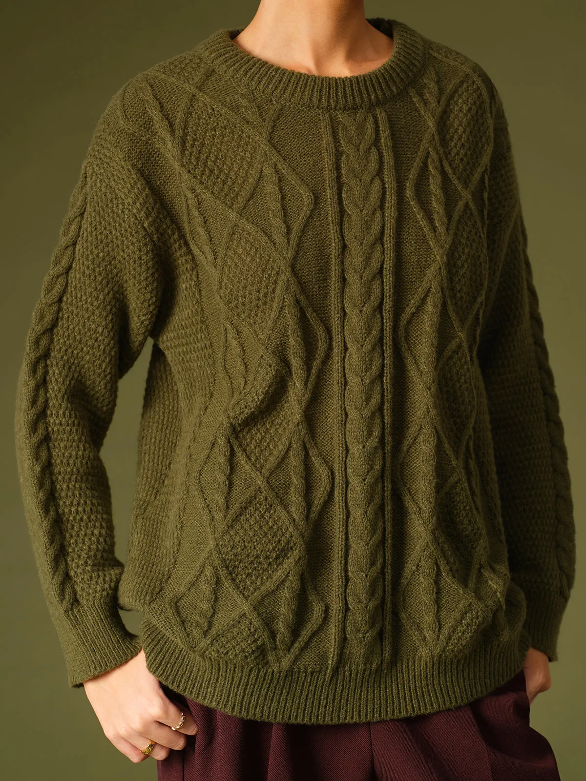 Casual Round Neck Twist Sweater sold by COMMENSE product image thumbnail 2