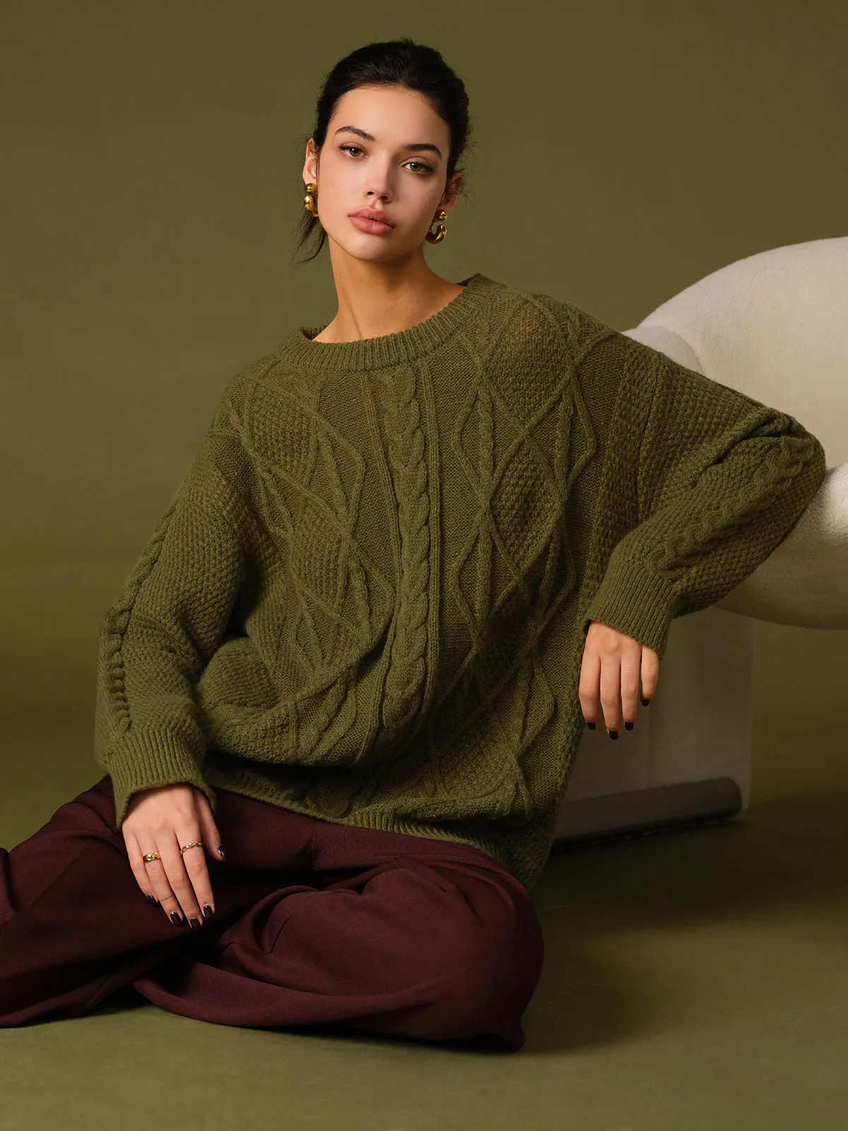 Casual Round Neck Twist Sweater sold by COMMENSE product image thumbnail 3