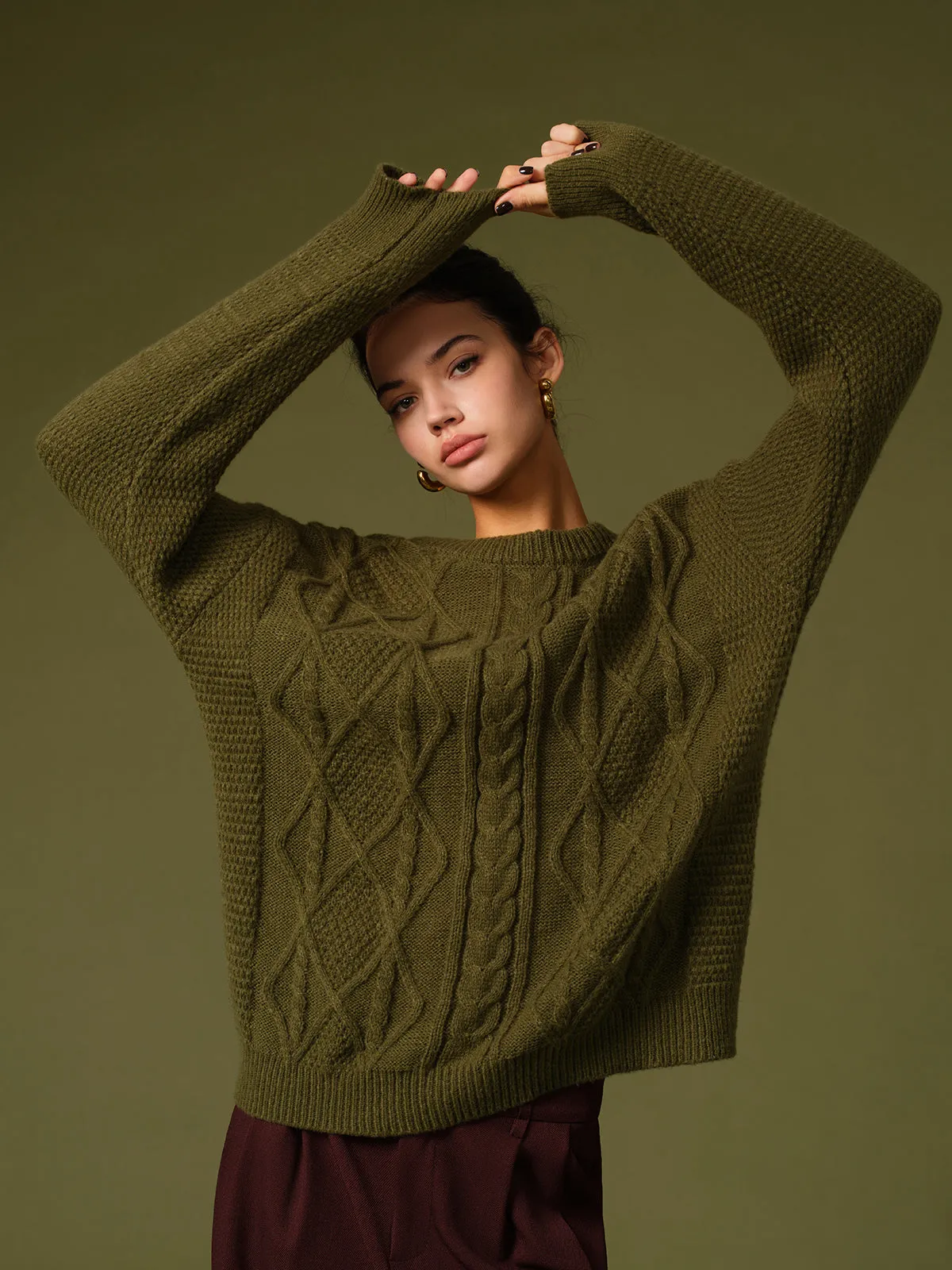 Casual Round Neck Twist Sweater sold by COMMENSE product image thumbnail 4