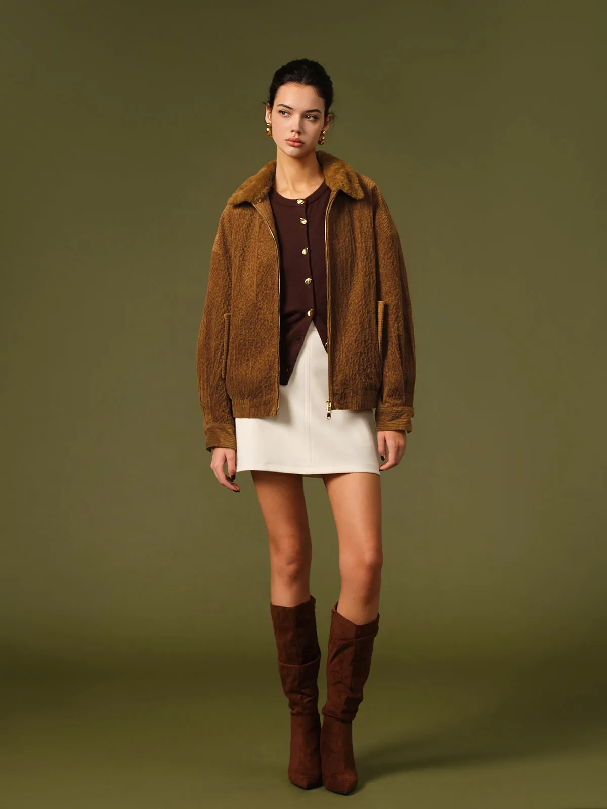 Retro Corduroy Zipper Jacket sold by COMMENSE product image thumbnail 2