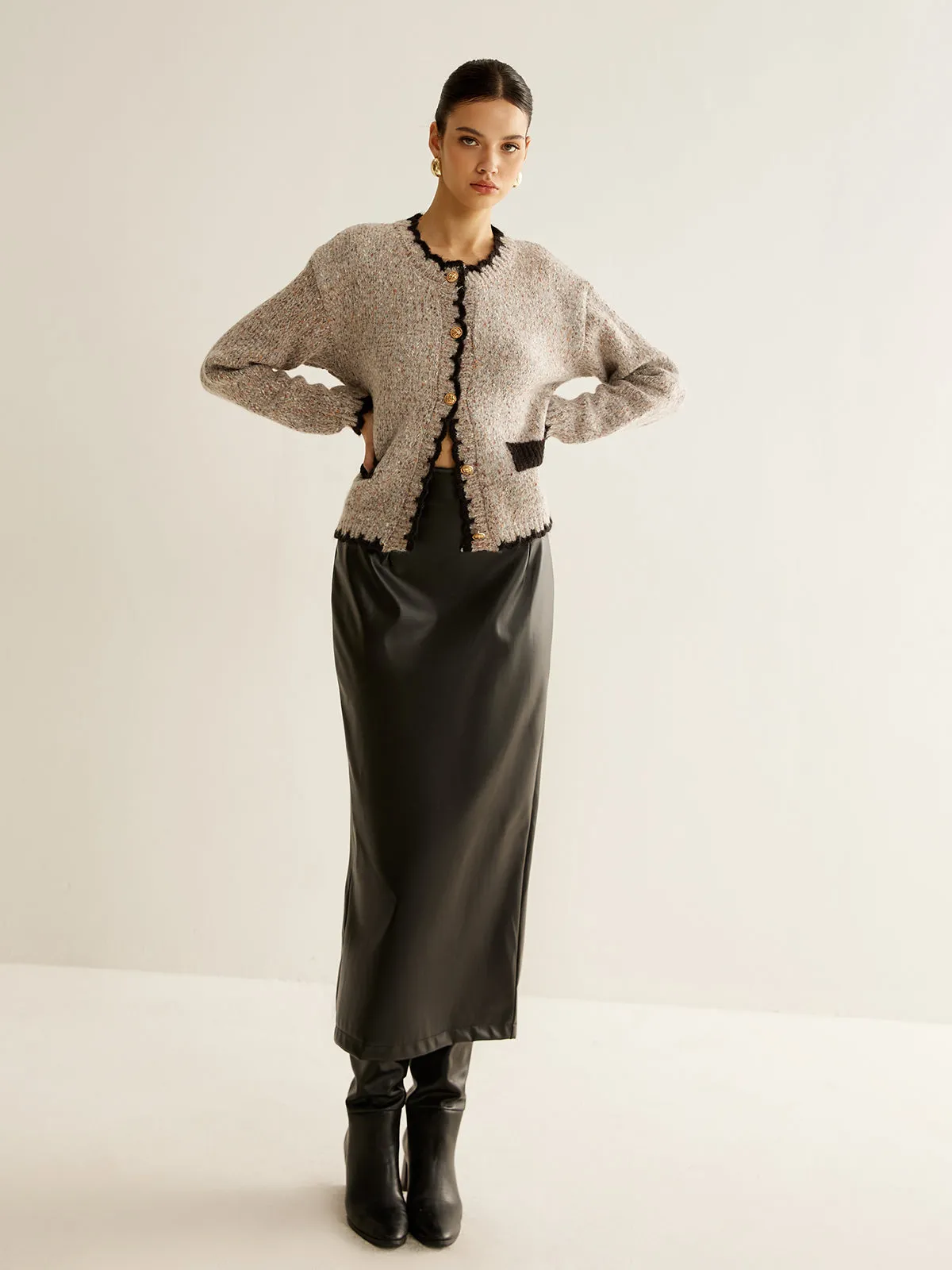 Versatile Contrast Trim Button Cardigan sold by COMMENSE product image thumbnail 3