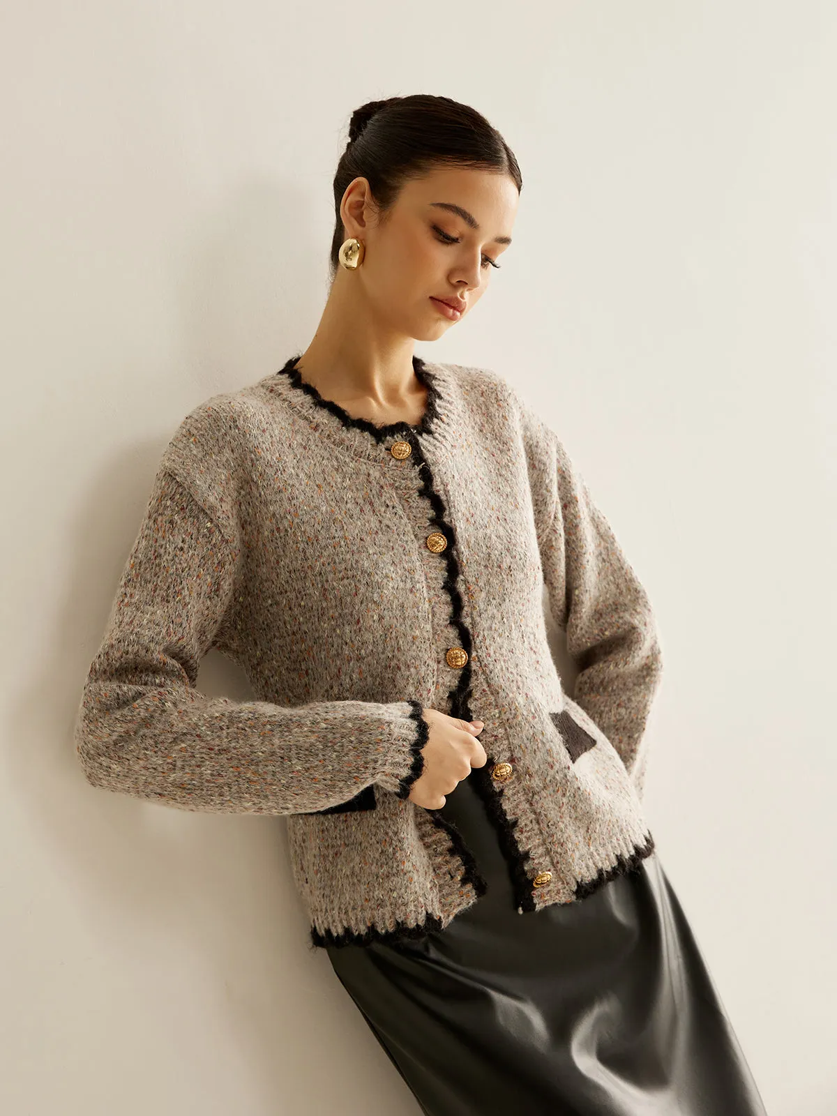 Versatile Contrast Trim Button Cardigan sold by COMMENSE product image thumbnail 5