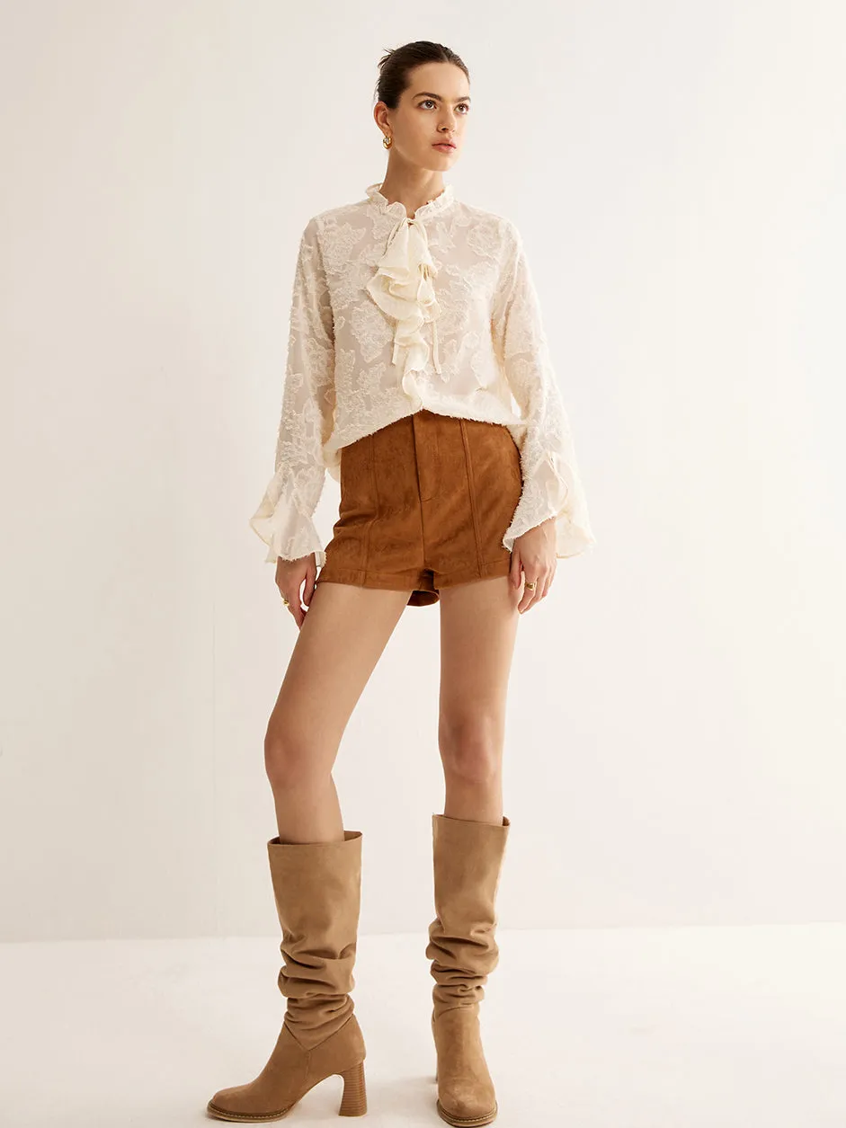 Jacquard Ruffle Long Sleeve Shirt sold by COMMENSE product image thumbnail 3