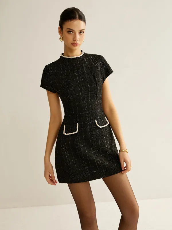 Elegant Short Sleeve Tweed Dress sold by COMMENSE