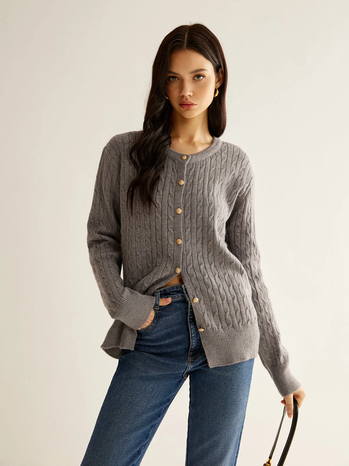Button Down Twist Slim Cardigan sold by COMMENSE