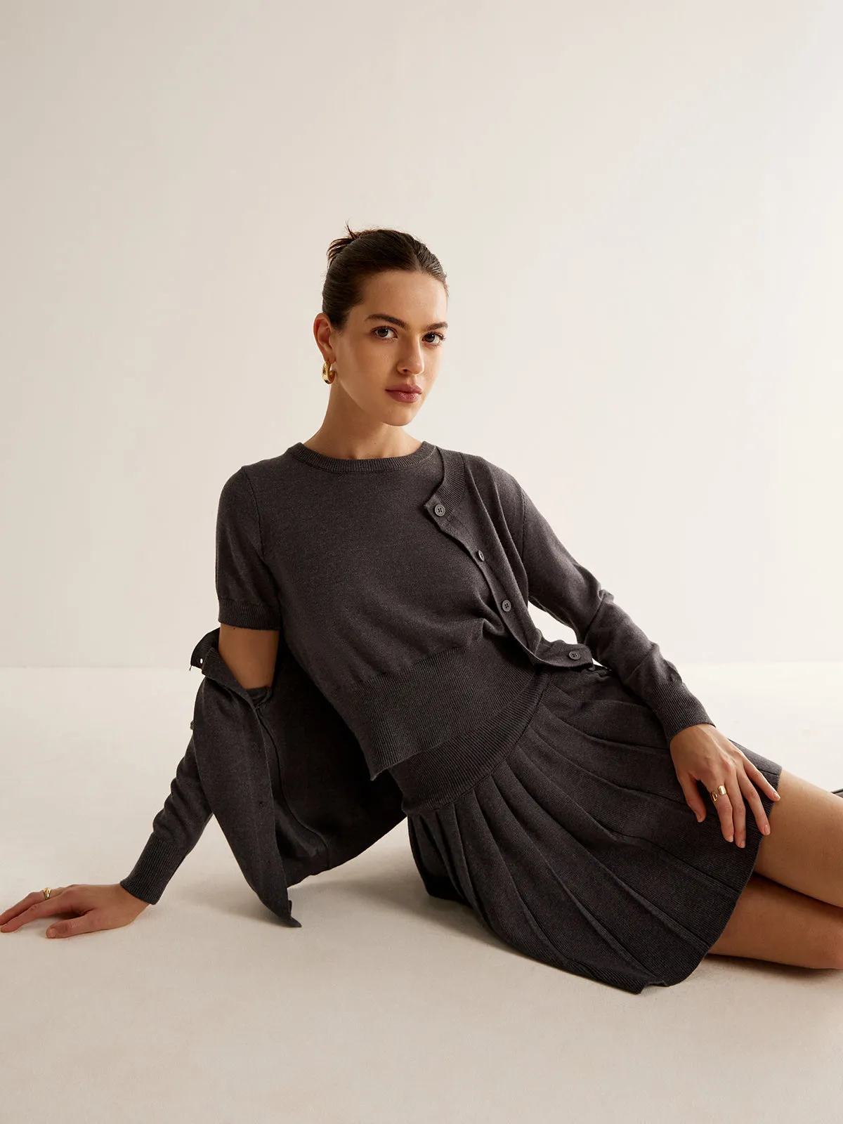 Utility Knit Three-Piece Skirt Set sold by COMMENSE product image thumbnail 4