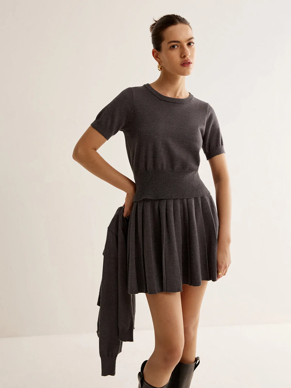 Utility Knit Three-Piece Skirt Set sold by COMMENSE product image thumbnail 5