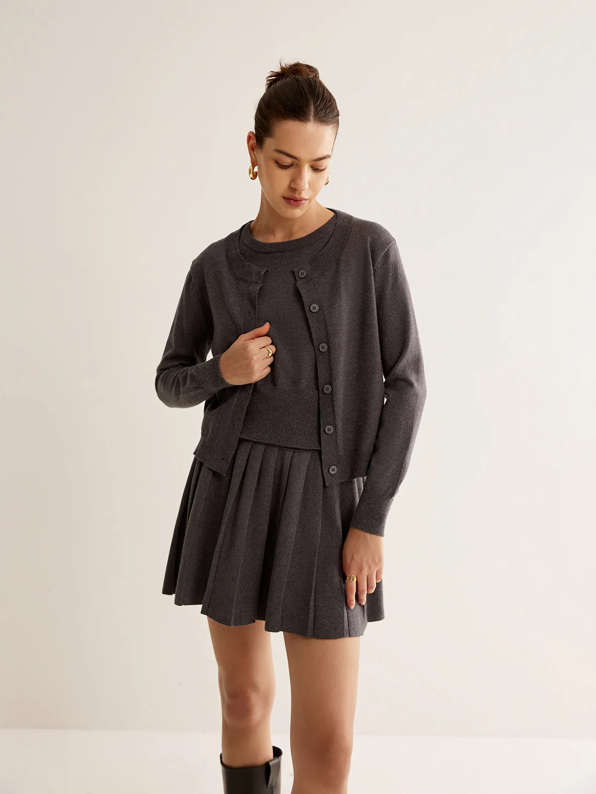 Utility Knit Three-Piece Skirt Set sold by COMMENSE product image thumbnail 3