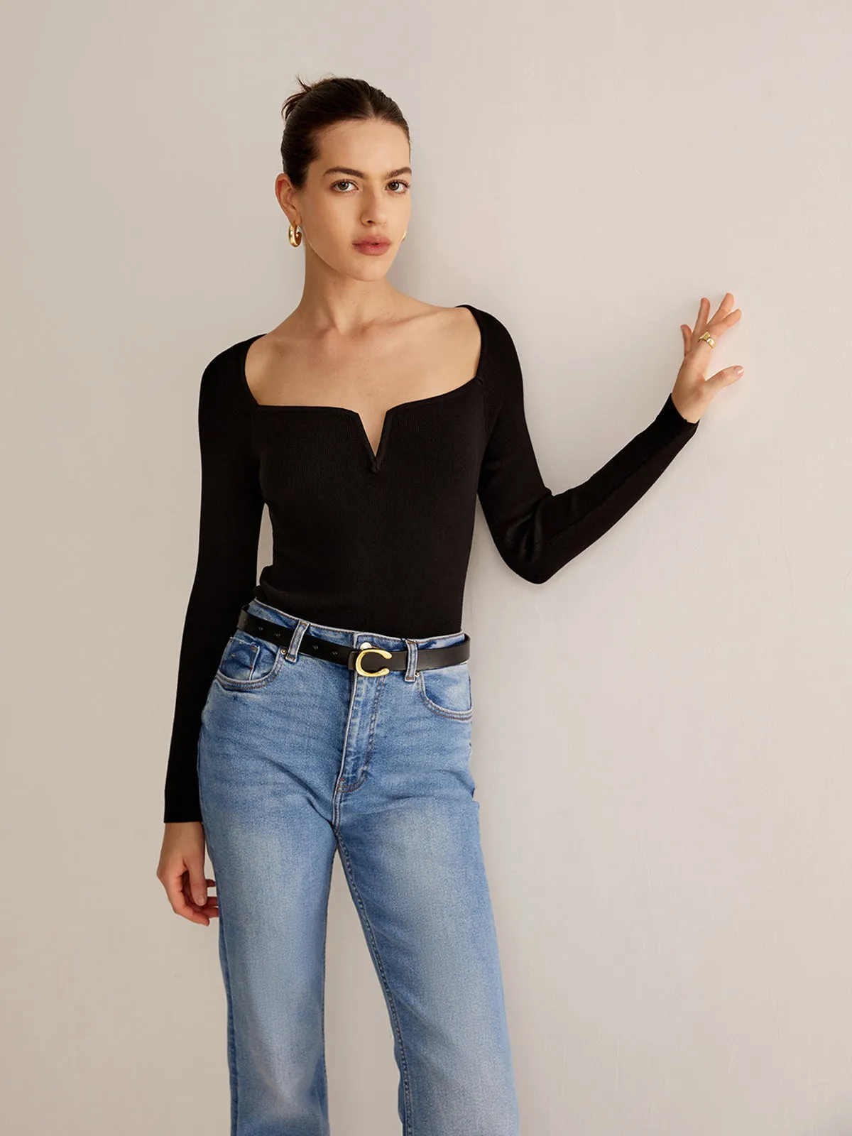 Square Neck Skinny Knit Top sold by COMMENSE product image thumbnail 5