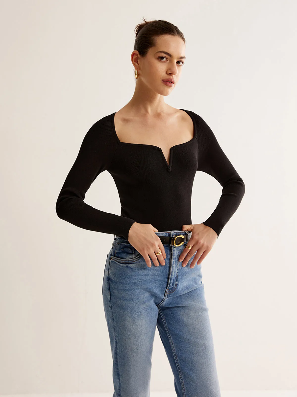Square Neck Skinny Knit Top sold by COMMENSE product image thumbnail 2