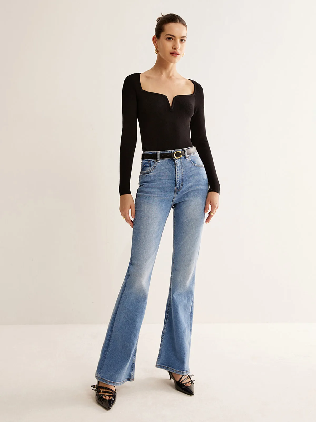 Square Neck Skinny Knit Top sold by COMMENSE product image thumbnail 3