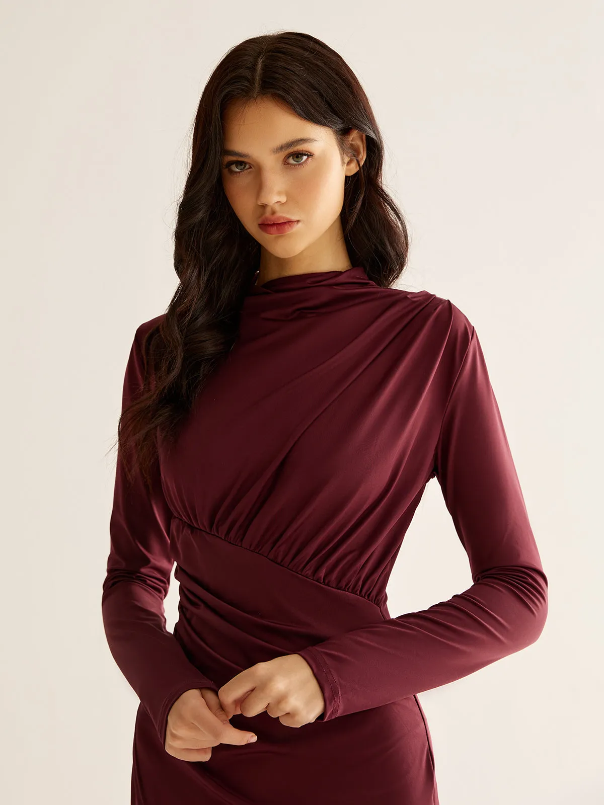 Elegant Pleated Split Dress sold by COMMENSE product image thumbnail 2