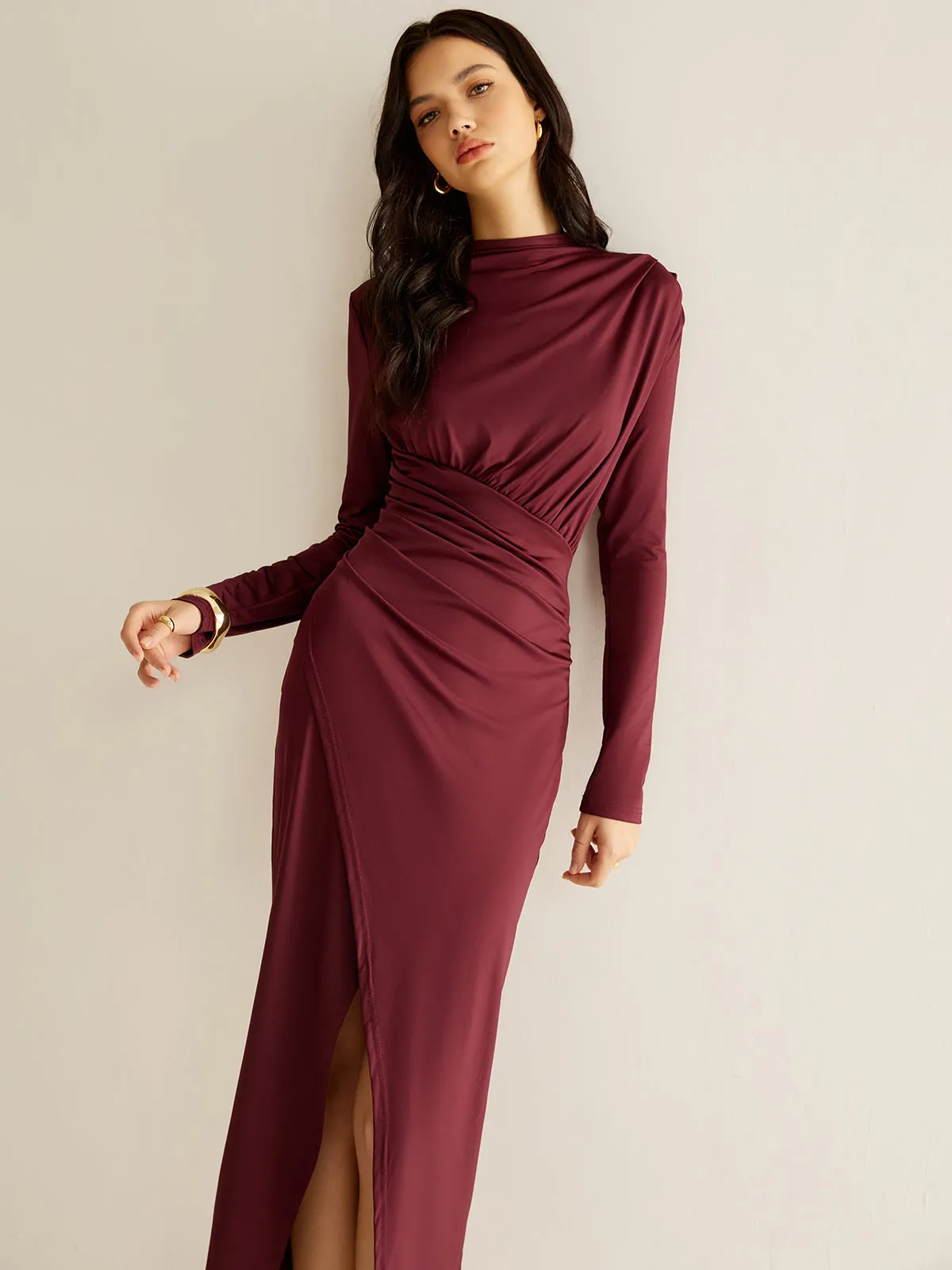 Elegant Pleated Split Dress sold by COMMENSE product image thumbnail 3