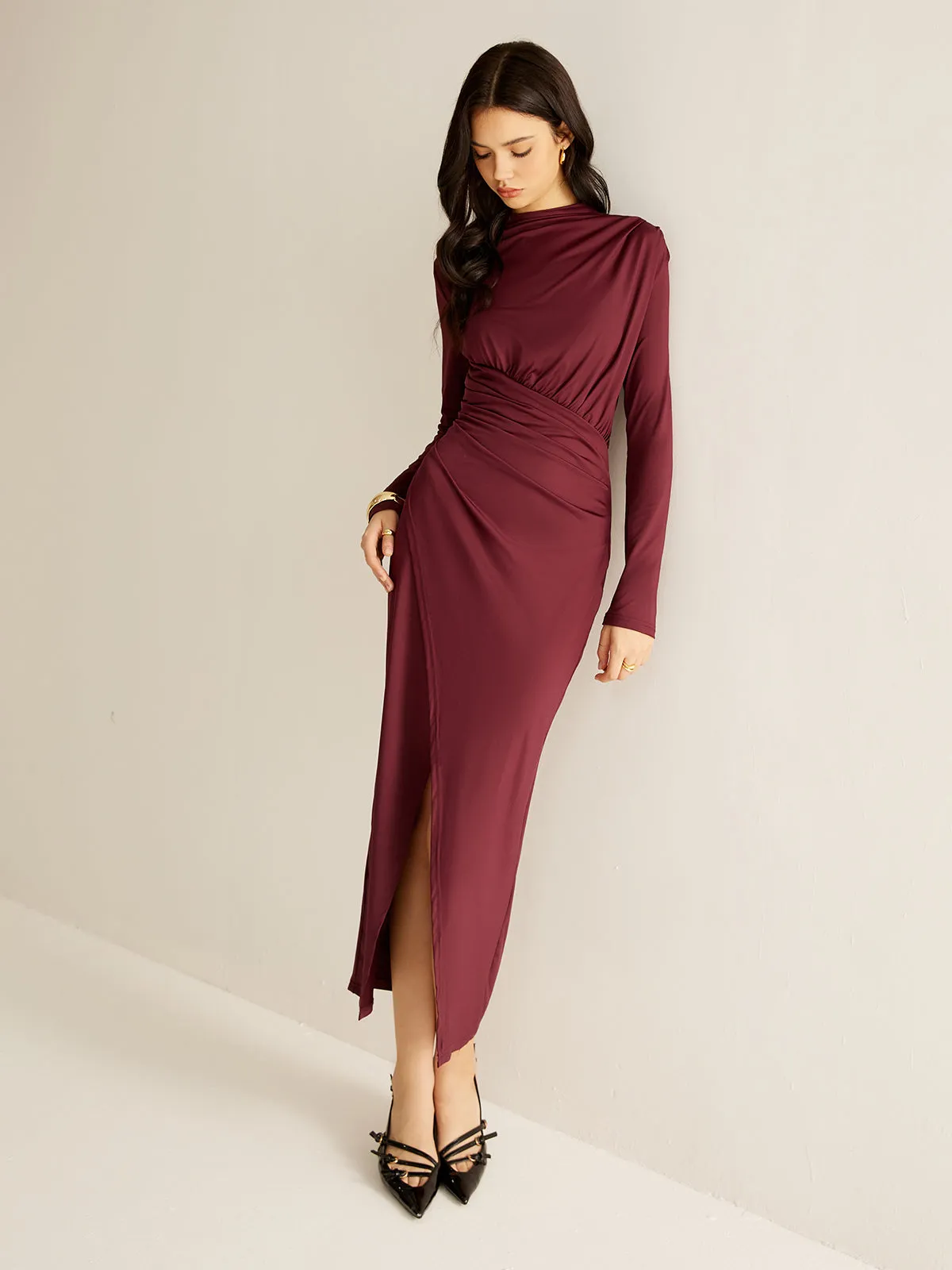 Elegant Pleated Split Dress sold by COMMENSE product image thumbnail 4