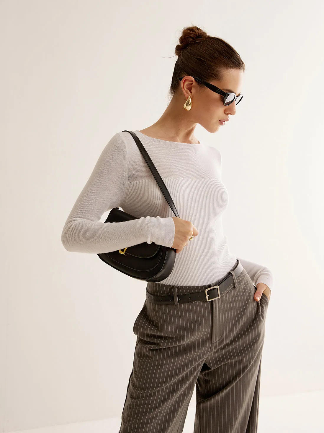 Wool-Blend Panel Slim Sweater sold by COMMENSE product image thumbnail 3