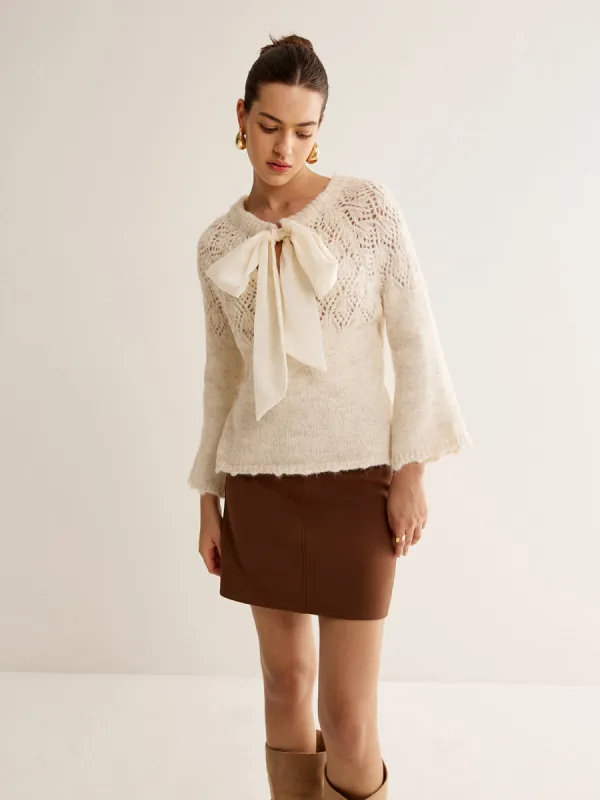 Two Way Crochet Bow Sweater sold by COMMENSE