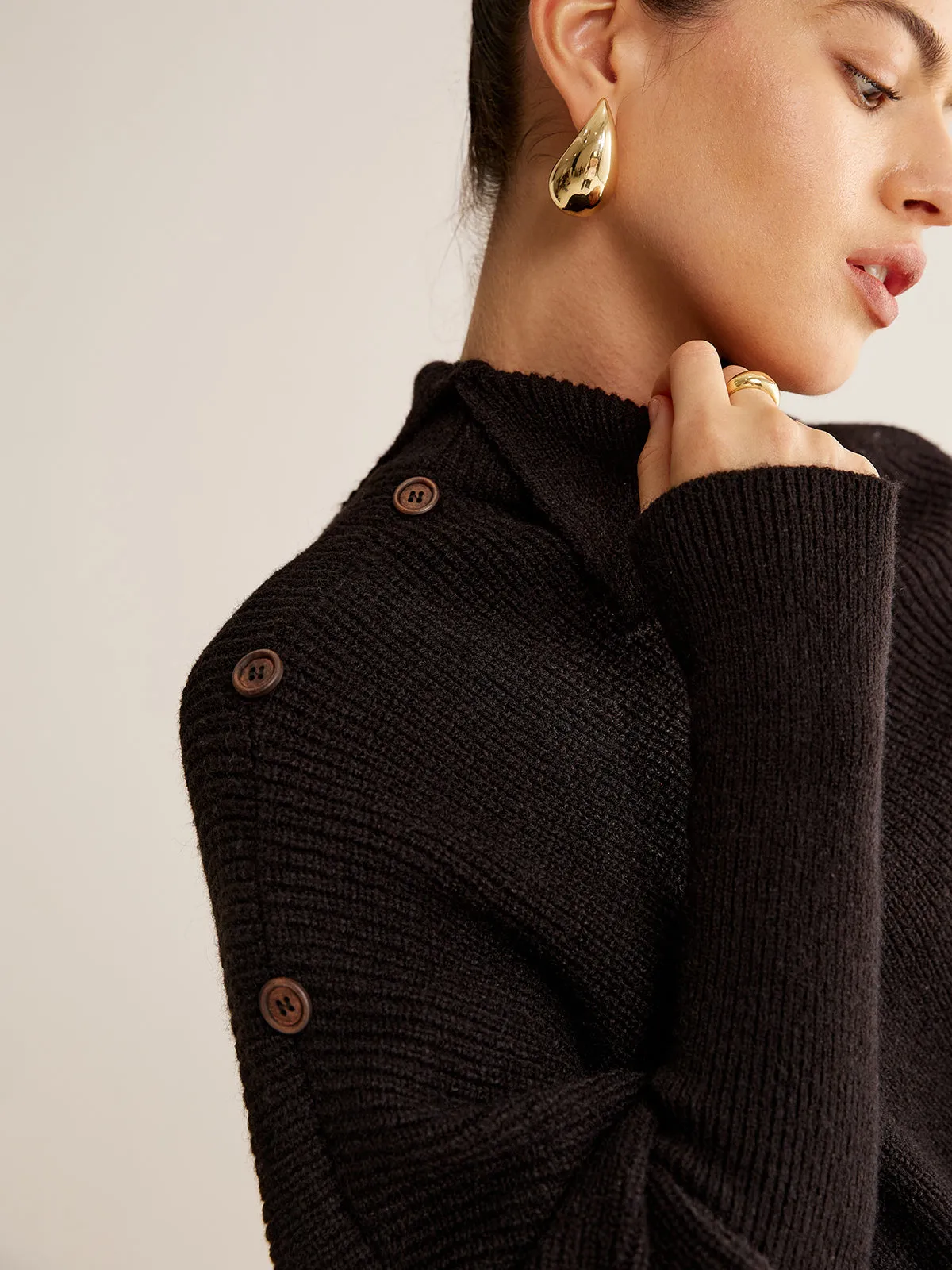 Asymmetrical Lantern Sleeve Cloak Sweater sold by COMMENSE product image thumbnail 5