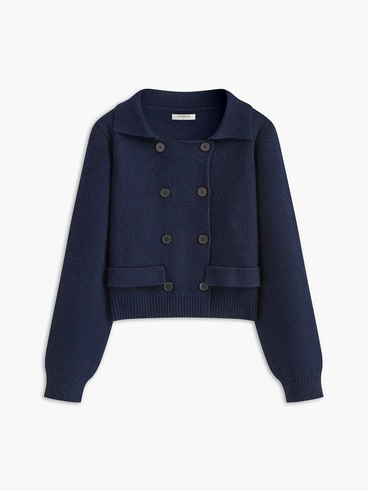 Button Lapel Short Cardigan sold by COMMENSE