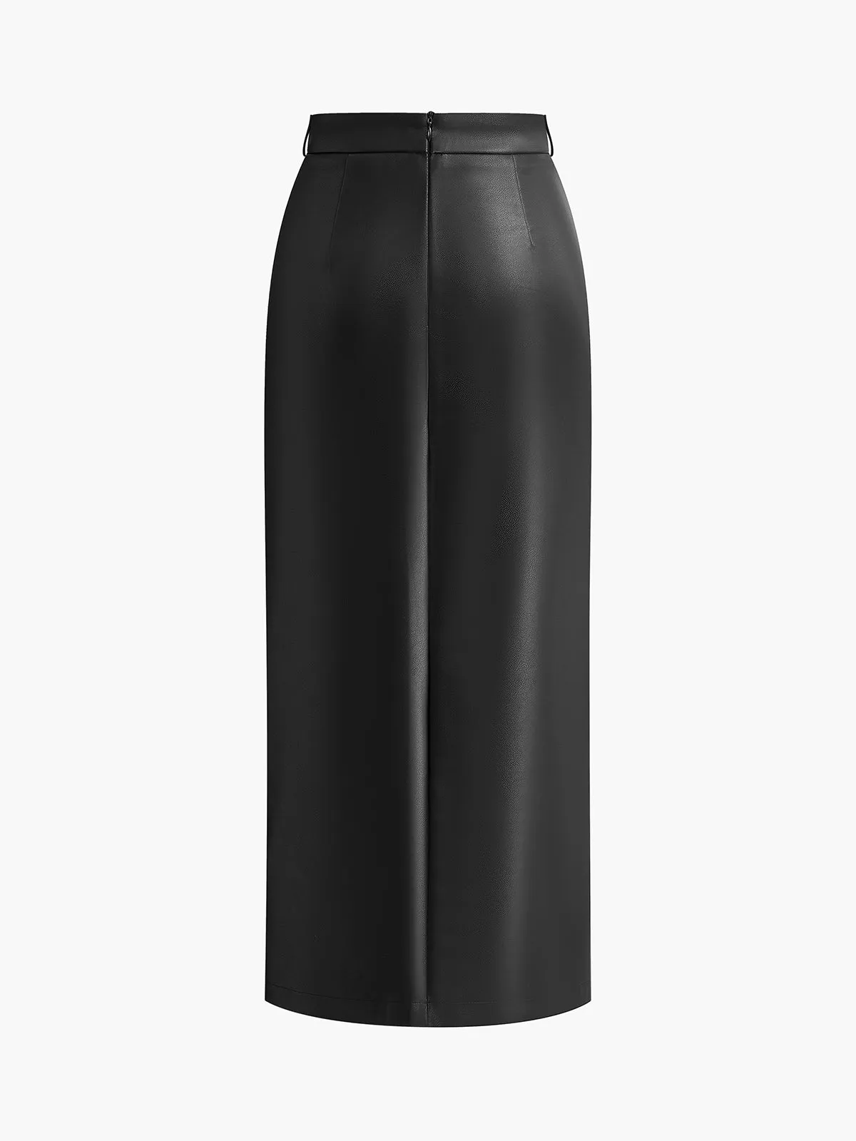 Faux Leather Split Midi Skirt sold by COMMENSE product image thumbnail 3