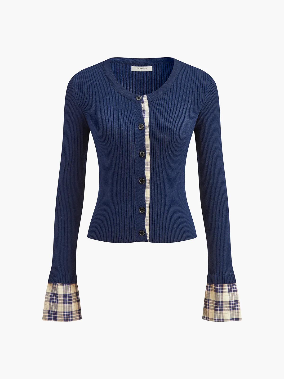 Color Block Button Panel Cardigan sold by COMMENSE