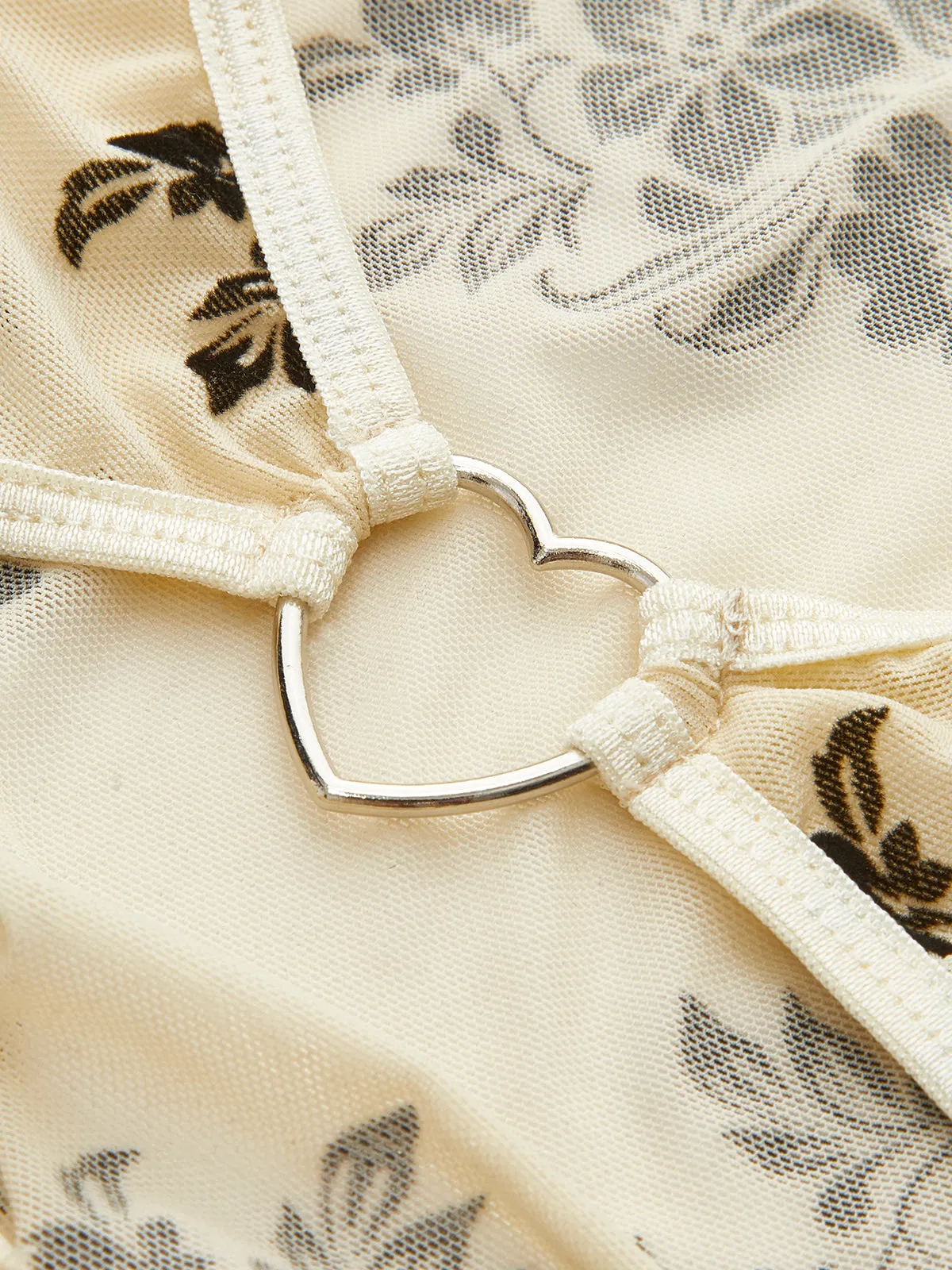 Flocked Jacquard Heart-Ring Cutout Top sold by COMMENSE product image thumbnail 3