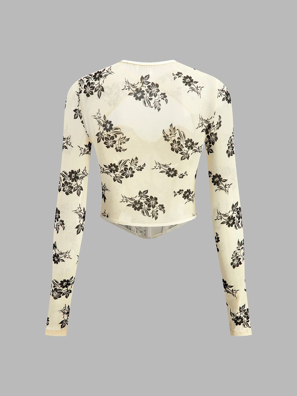 Flocked Jacquard Heart-Ring Cutout Top sold by COMMENSE product image thumbnail 4