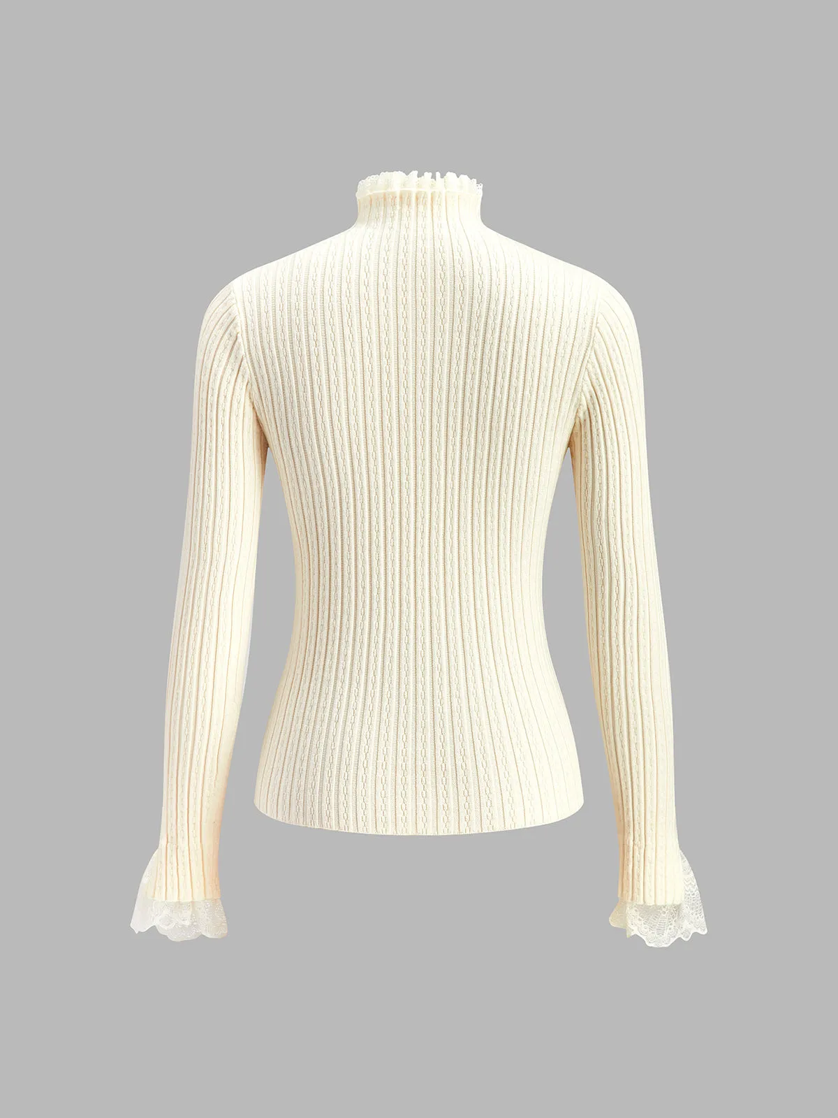 Elegant Lace Trim Slim Sweater sold by COMMENSE product image thumbnail 3