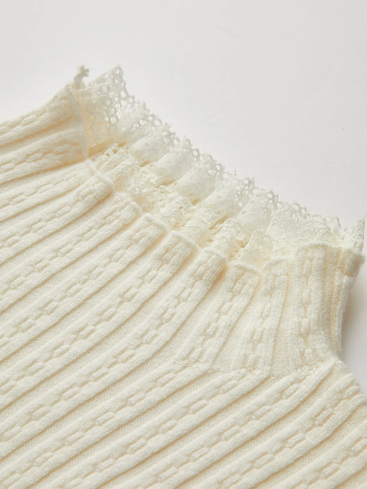 Elegant Lace Trim Slim Sweater sold by COMMENSE product image thumbnail 2