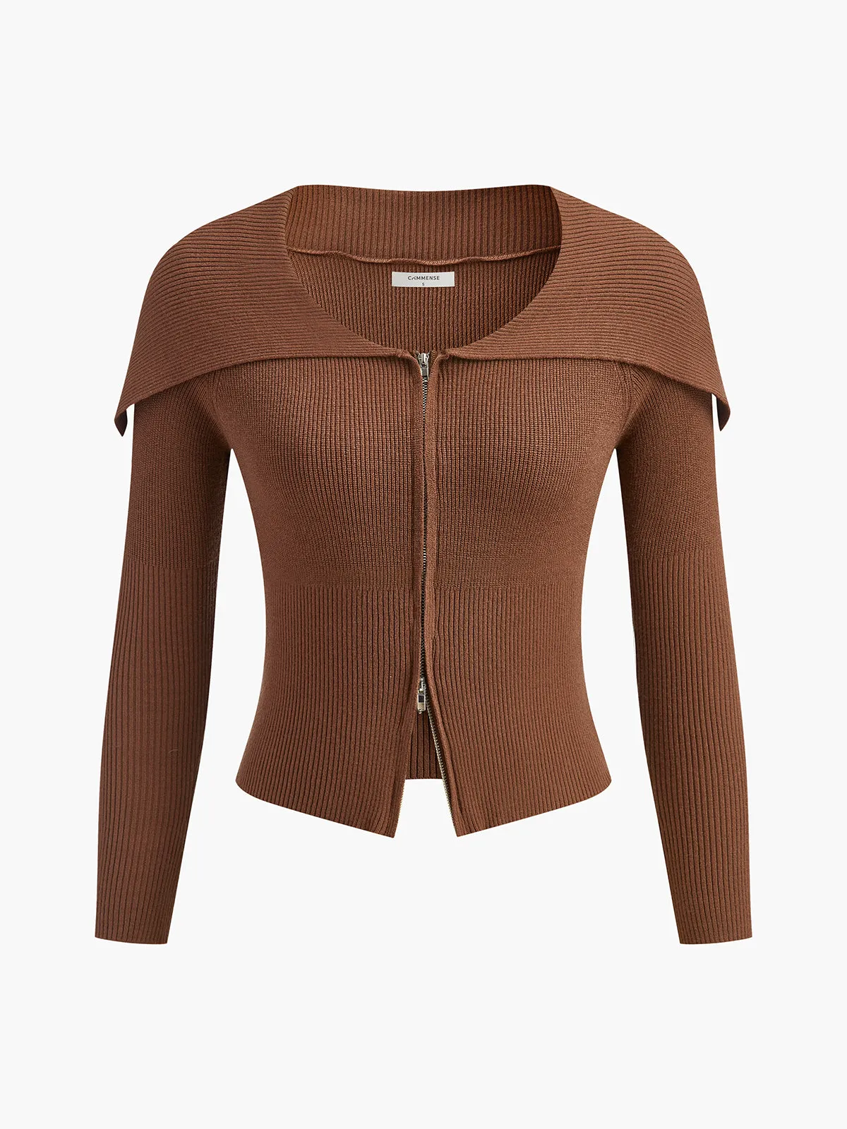 Sailor-Collar Two-Way Zip Cardigan sold by COMMENSE