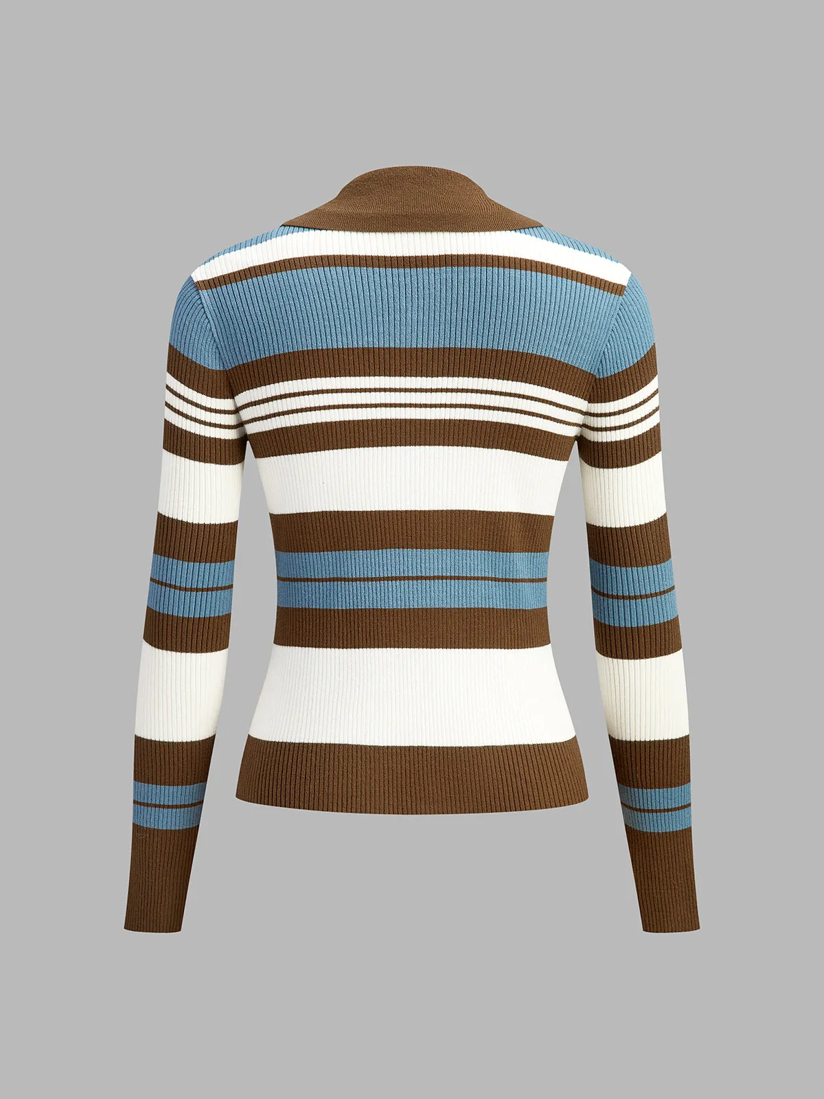 Color Block Lapel Slim Cardigan sold by COMMENSE product image thumbnail 3