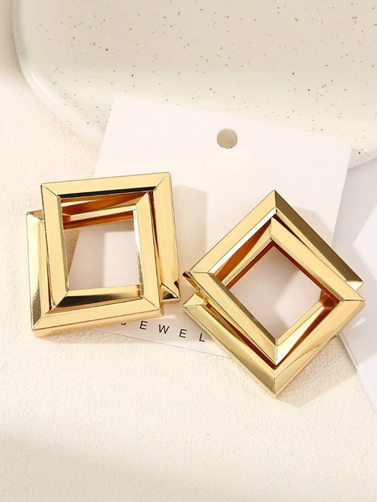 Metal Cross Rhombic Earrings sold by COMMENSE product image thumbnail 3