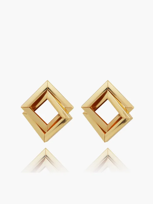 Metal Cross Rhombic  Earrings sold by COMMENSE