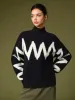 Mock Neck Contrast Binding Sweater sold by COMMENSE