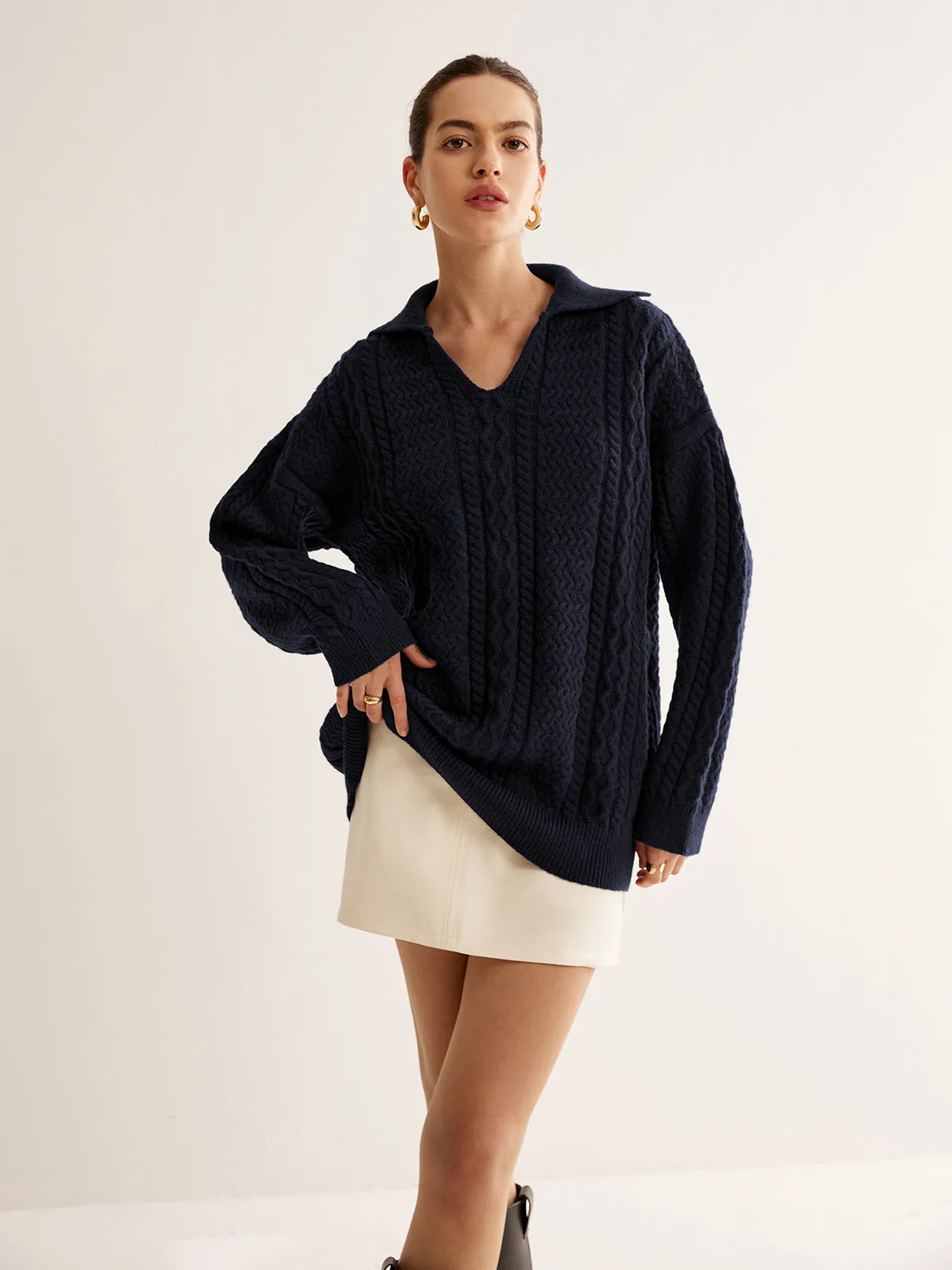 Minimalist Twist Polo Sweater sold by COMMENSE product image thumbnail 3