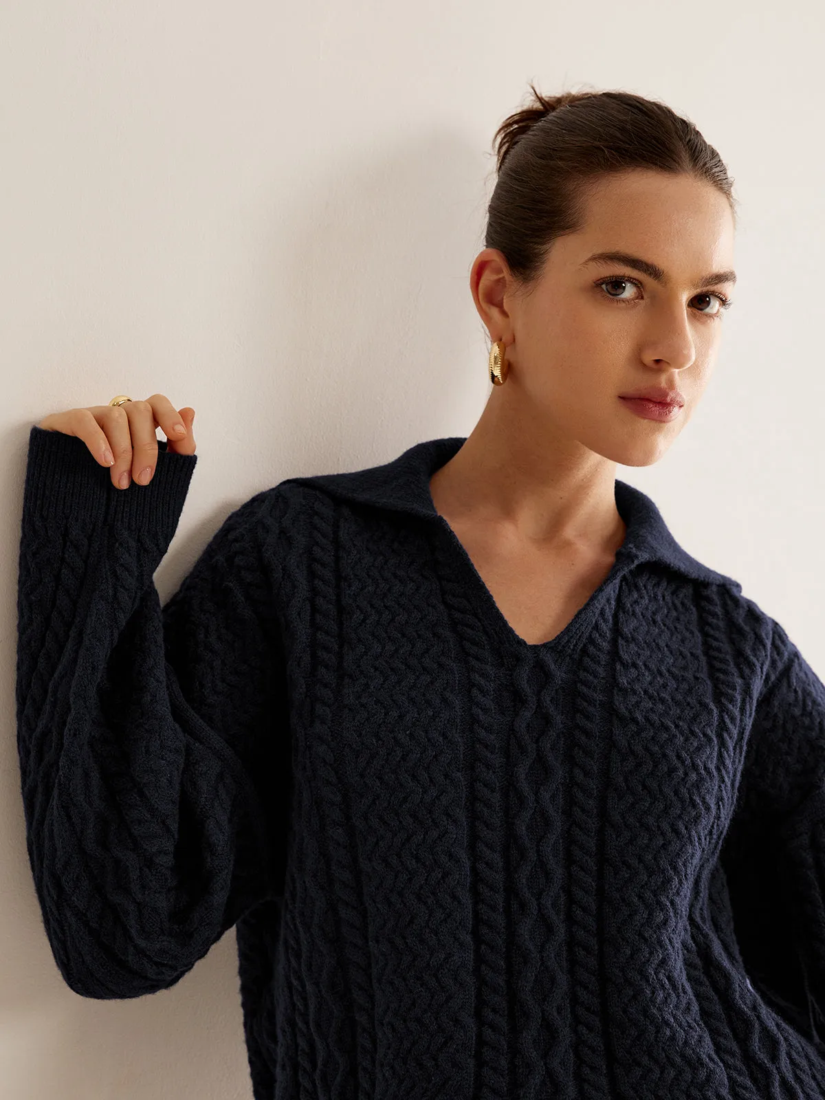 Minimalist Twist Polo Sweater sold by COMMENSE product image thumbnail 4