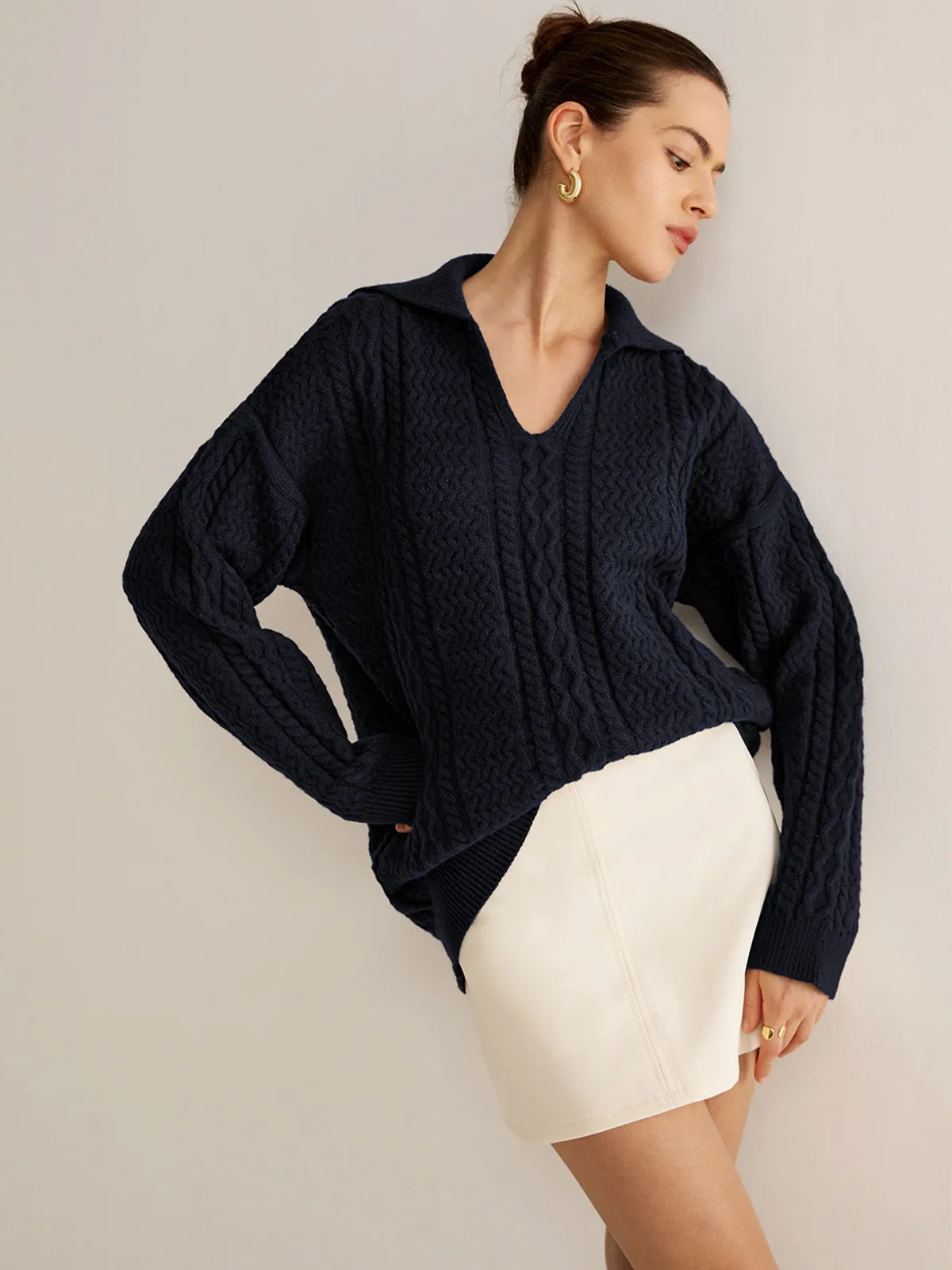 Minimalist Twist Polo Sweater sold by COMMENSE