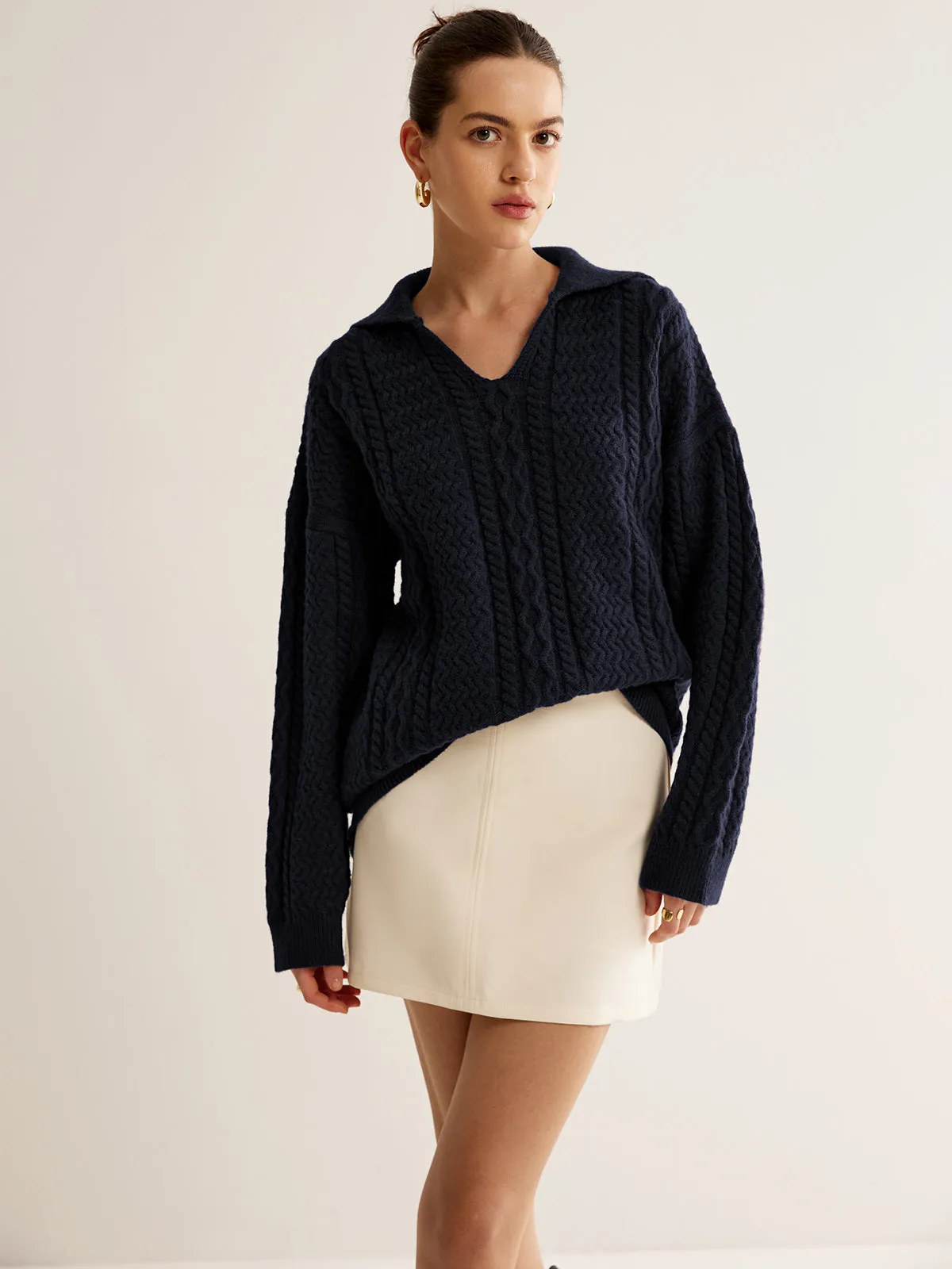 Minimalist Twist Polo Sweater sold by COMMENSE product image thumbnail 5