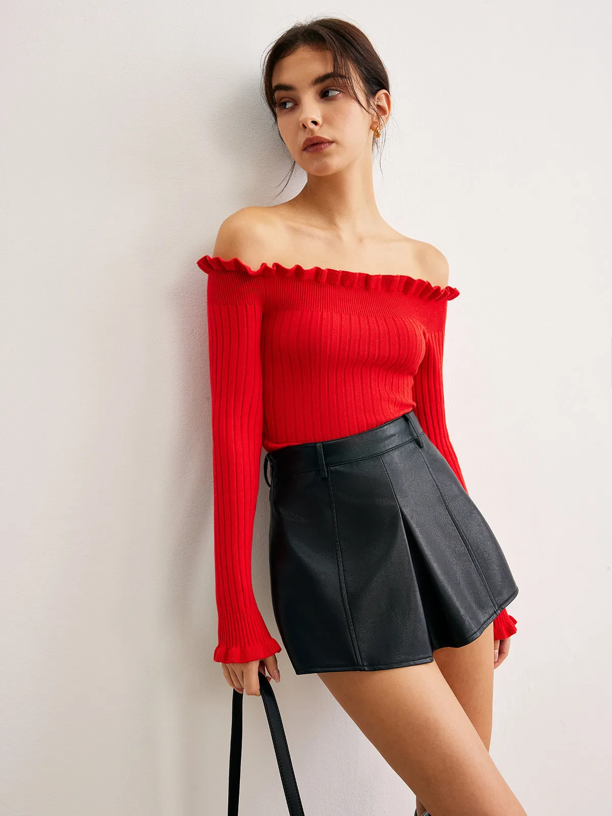 Cold-Shoulder Lettuce Trim Blouse sold by COMMENSE product image thumbnail 2