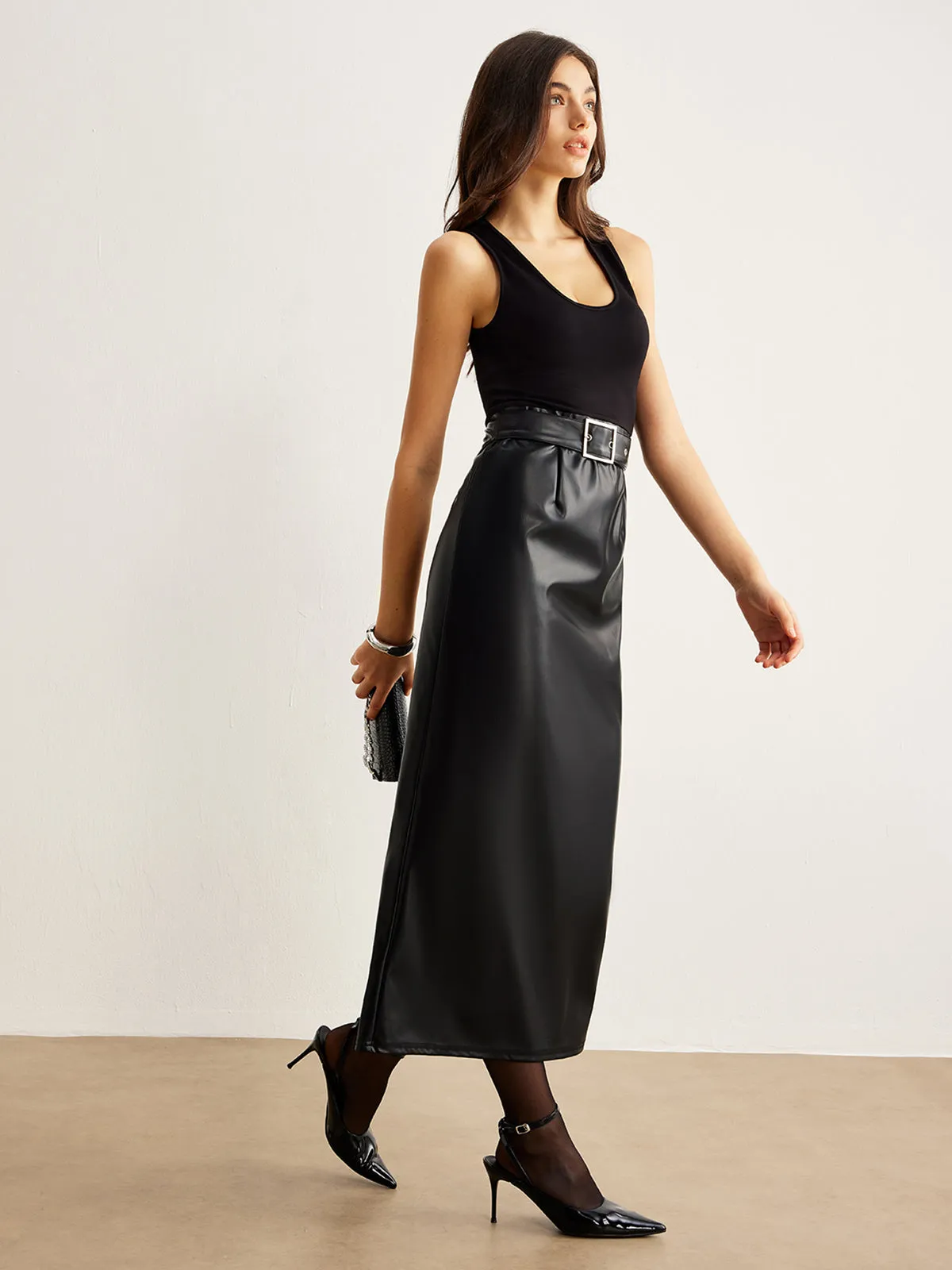 Belted Panel Tank Dress sold by COMMENSE product image thumbnail 4
