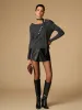 Button Decor Belted Sweater sold by COMMENSE