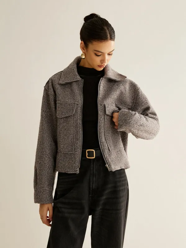 Retro Zipper Short Jacket sold by COMMENSE