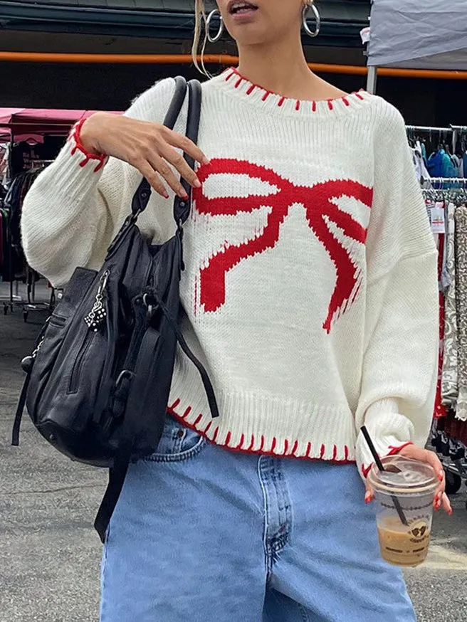 Contrast Binding Bow Sweater sold by COMMENSE product image thumbnail 3