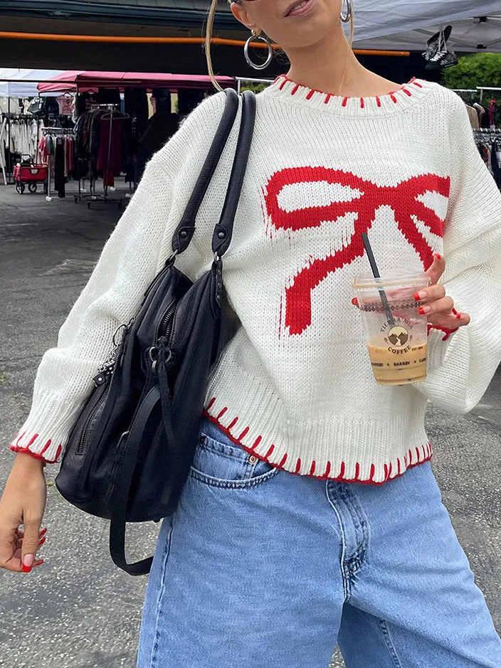 Contrast Binding Bow Sweater sold by COMMENSE product image thumbnail 4