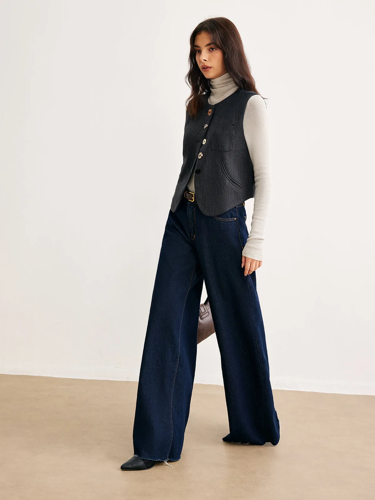 Geometric Button Short Vest sold by COMMENSE product image thumbnail 5