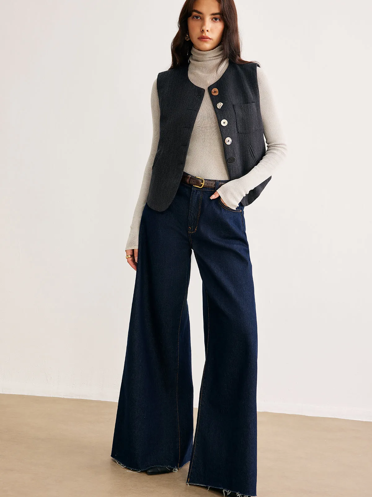 Geometric Button Short Vest sold by COMMENSE product image thumbnail 4