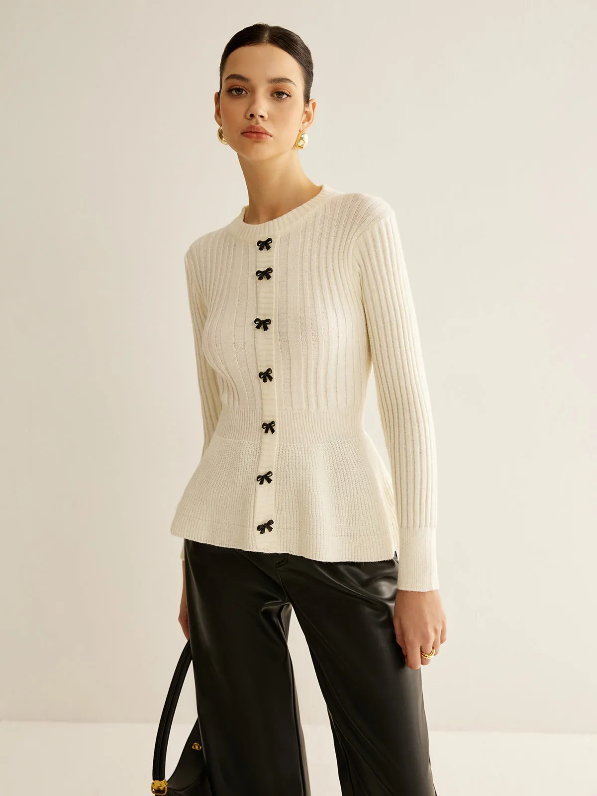 Bow Decor Ruffle Knit Top sold by COMMENSE product image thumbnail 5